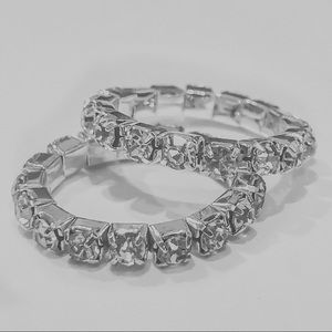 2 silver size 5 rhinestone rings